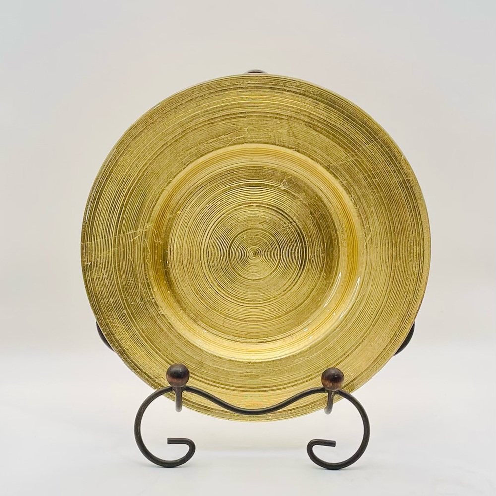 Pier 1 Gold Glass Dessert Plates 8 5/8 inch Set of 6 NWT